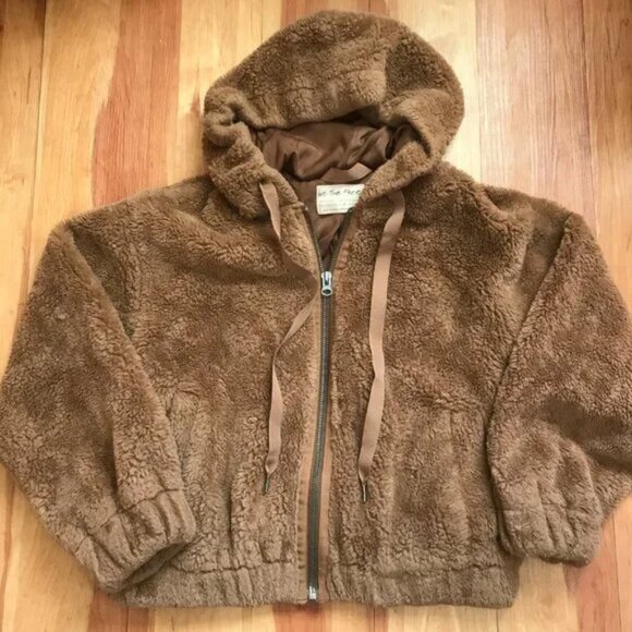 Free People We The Free Freya Fur Hoodie Teddy Jacket in Cinnamon Sprinkle - Picture 3 of 16